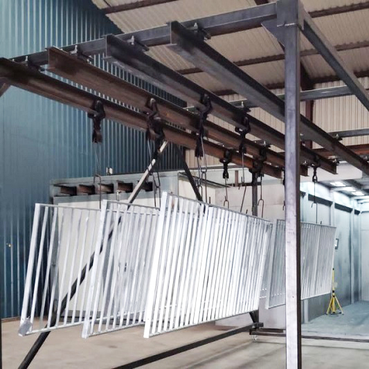 Manual Walk-in Powder Coating Line with Overhead Track for Space Saving
